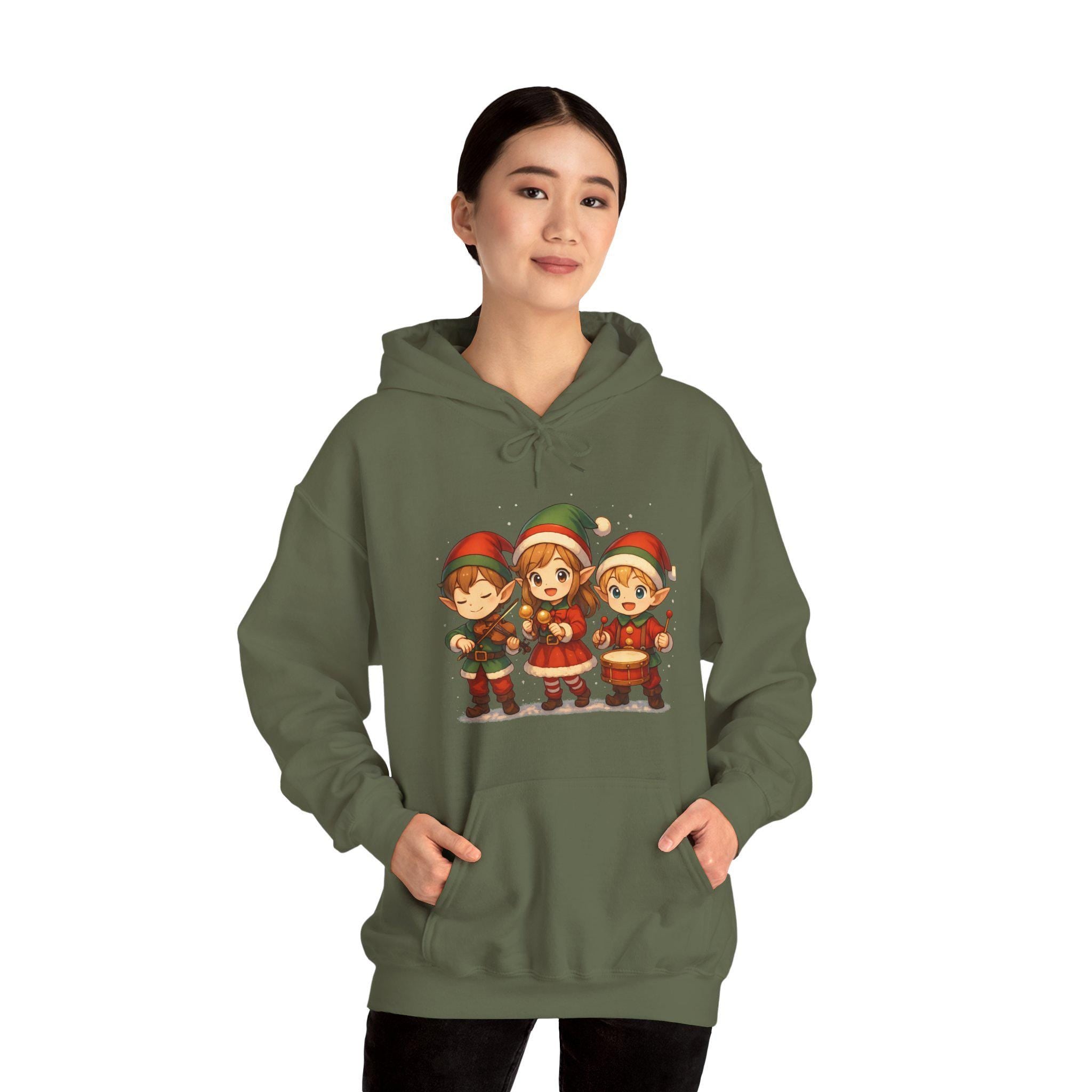 Cute Christmas Elf Hoodie Anime Holiday Sweatshirt Cozy Xmas Gift Kawaii Winter Outfit for Women Teens Gamers