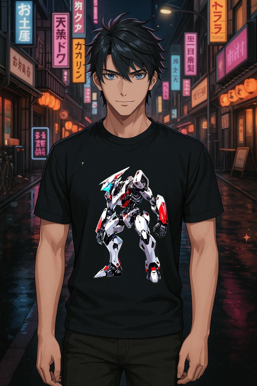 Modern Mech Anime T Shirt Futuristic Robot Warrior Tee Sci Fi Mecha Graphic Gift for Anime Fans and Gamers